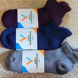 Ankle Compression Socks - Purple, Blue, and Gray